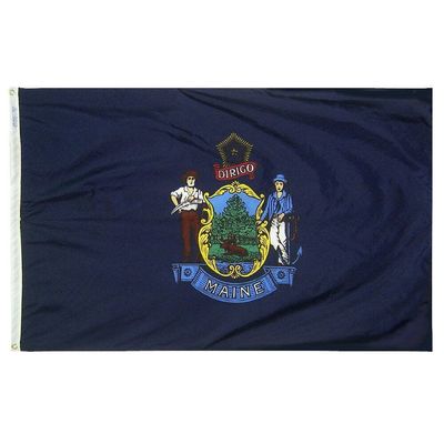 Maine State Flag 2x3 ft. Nylon SolarGuard Nyl-Glo 100% Made in USA to Official State Design Specifications. Maine State Flag 2x3 ft. Nylon SolarGuard Nyl-Glo 100% Made in USA to Official State Design Specifications.