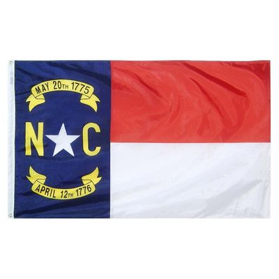 North Carolina State Flag 5x8 ft. Nylon SolarGuard Nyl-Glo 100% Made in USA to Official State Design Specifications.