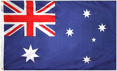Australia Flag 4x6 ft. Nylon SolarGuard Nyl-Glo 100% Made in USA to Official United Nations Design Specifications.