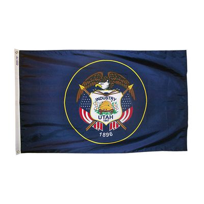 Utah State Flag 2x3 ft. Nylon SolarGuard Nyl-Glo 100% Made in USA to Official State Design Specifications. Utah State Flag 2x3 ft. Nylon SolarGuard Nyl-Glo 100% Made in USA to Official State Design Specifications.