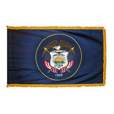 Utah State Flag 4x6 ft. Nylon with Pole Sleeve and Gold Fringe for Parades, and Indoor Display
