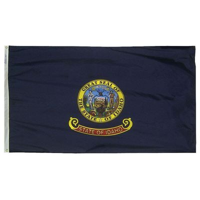 Idaho State Flag 2x3 ft. Nylon SolarGuard Nyl-Glo 100% Made in USA to Official State Design Specifications. Idaho State Flag 2x3 ft. Nylon SolarGuard Nyl-Glo 100% Made in USA to Official State Design Specifications.