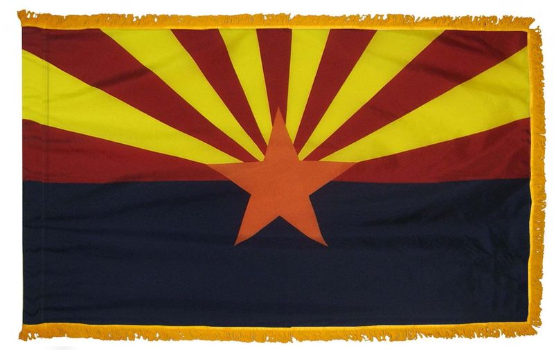 Arizona State Flag 3x5 ft. Nylon with Pole Sleeve and Gold Fringe for Parades, and Indoor Display