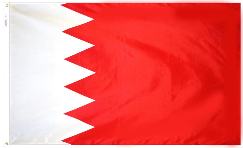 Bahrain Flag 5x8 ft. Nylon SolarGuard Nyl-Glo 100% Made in USA to Official United Nations Design Specifications.