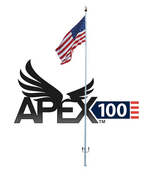100 foot, 4 section aluminum flagpole, Internal Cable Halyard, Concord APEX100 Series IRW FREE FREIGHT