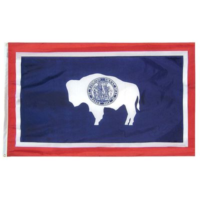 Wyoming State Flag 5x8 ft. Nylon SolarGuard Nyl-Glo 100% Made in USA to Official State Design Specifications.