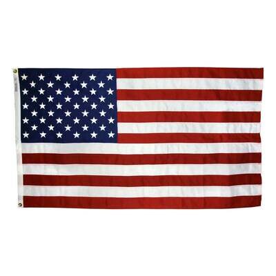 American Flag 2-1/2x4 ft. Tough-Tex , 100% Made in USA with Sewn Stripes, Embroidered Stars and Brass Grommets. Model 605 American Flag 2-1/2x4 ft. Tough-Tex , 100% Made in USA with Sewn Stripes, Embroidered Stars and Brass Grommets. Model 605