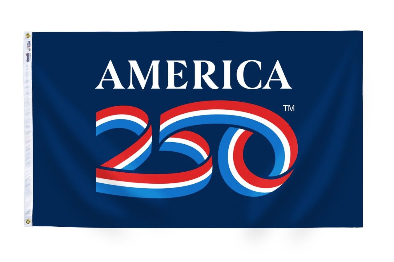 America 250 Flag 2x3 ft. Nylon SolarGuard Nyl-Glo , 100% Made in USA with Brass Grommets. Annin 182984
