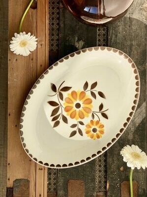 Plat de service ovale fleuri