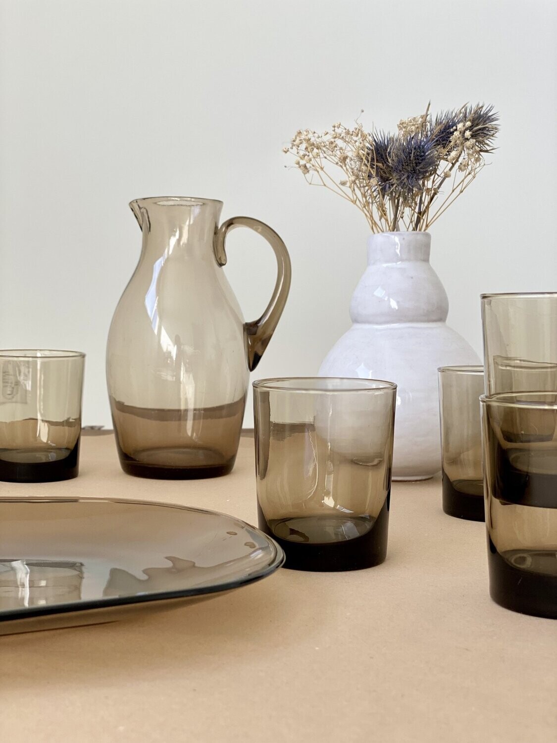 Ensemble 7 pièces en verre fumé