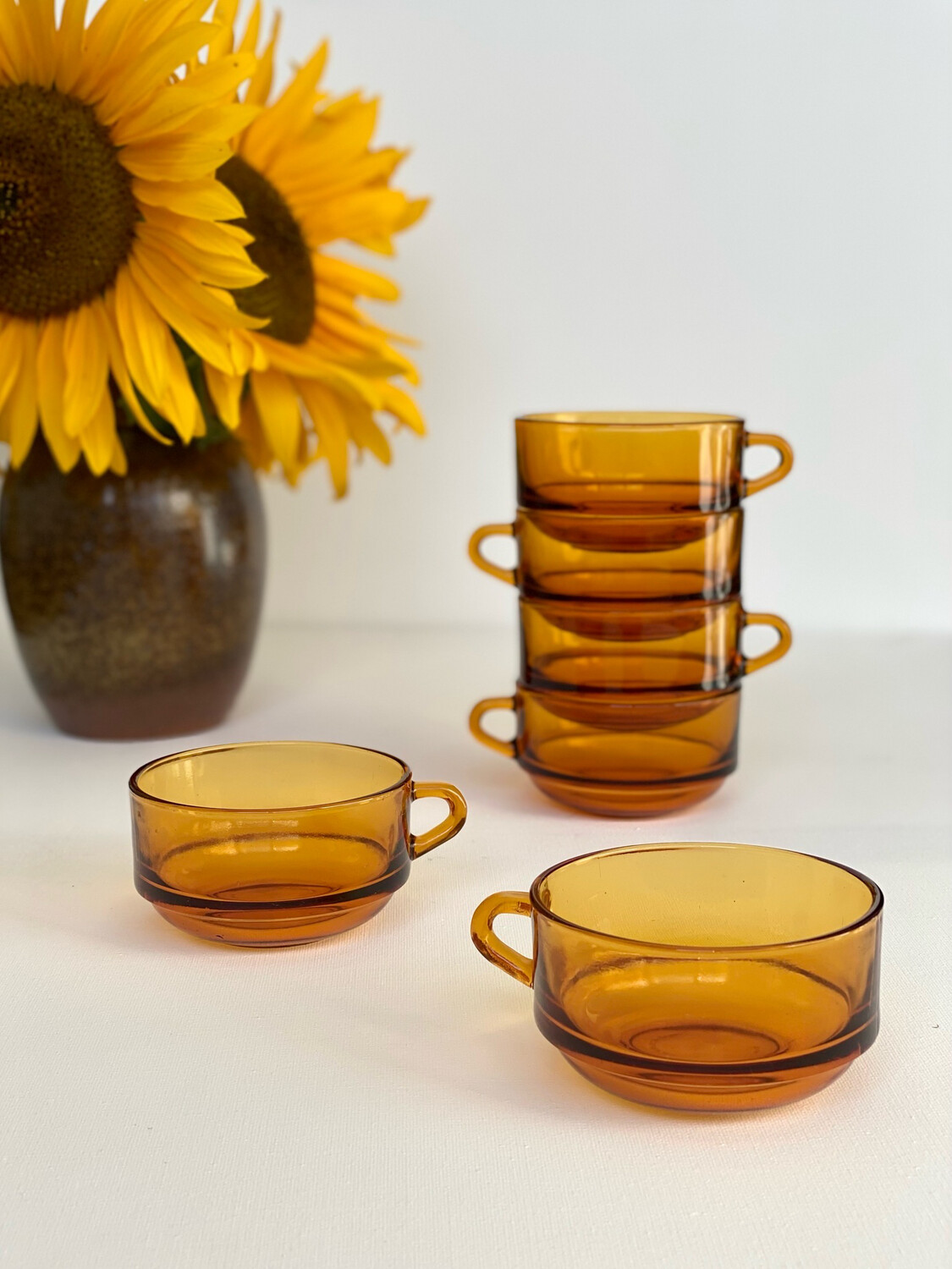 Lot De Tasses à Café Duralex Marron - Vintage, état Correct