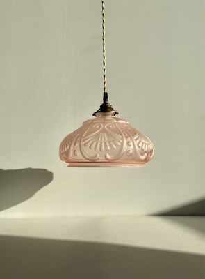 Suspension baladeuse en verre rose fin - 1930s