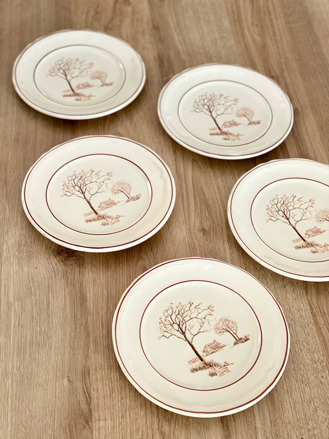 Lot De 4 Assiettes Vintage Italiennes Quadrifoglio – Céramique Blanche, Fabrication Italie
