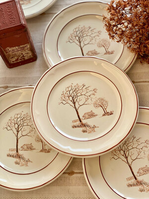 5 assiettes Quadrifoglio décor automnal 