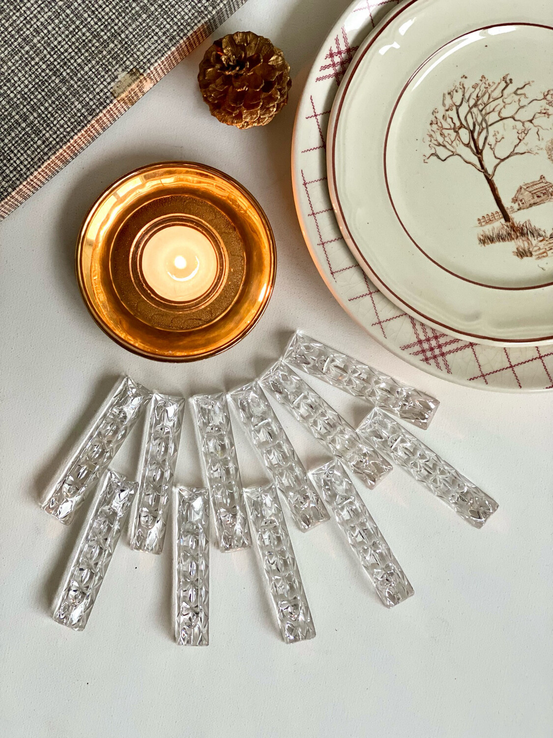 Set De 11 Porte-couteaux En Cristal Ciselé – Années 60 – Vintage