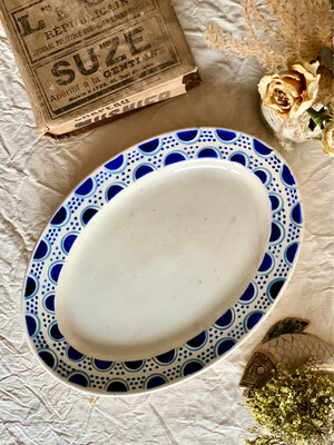 Plat ovale motifs bleus - Longchamp