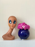 Vase boule bleu