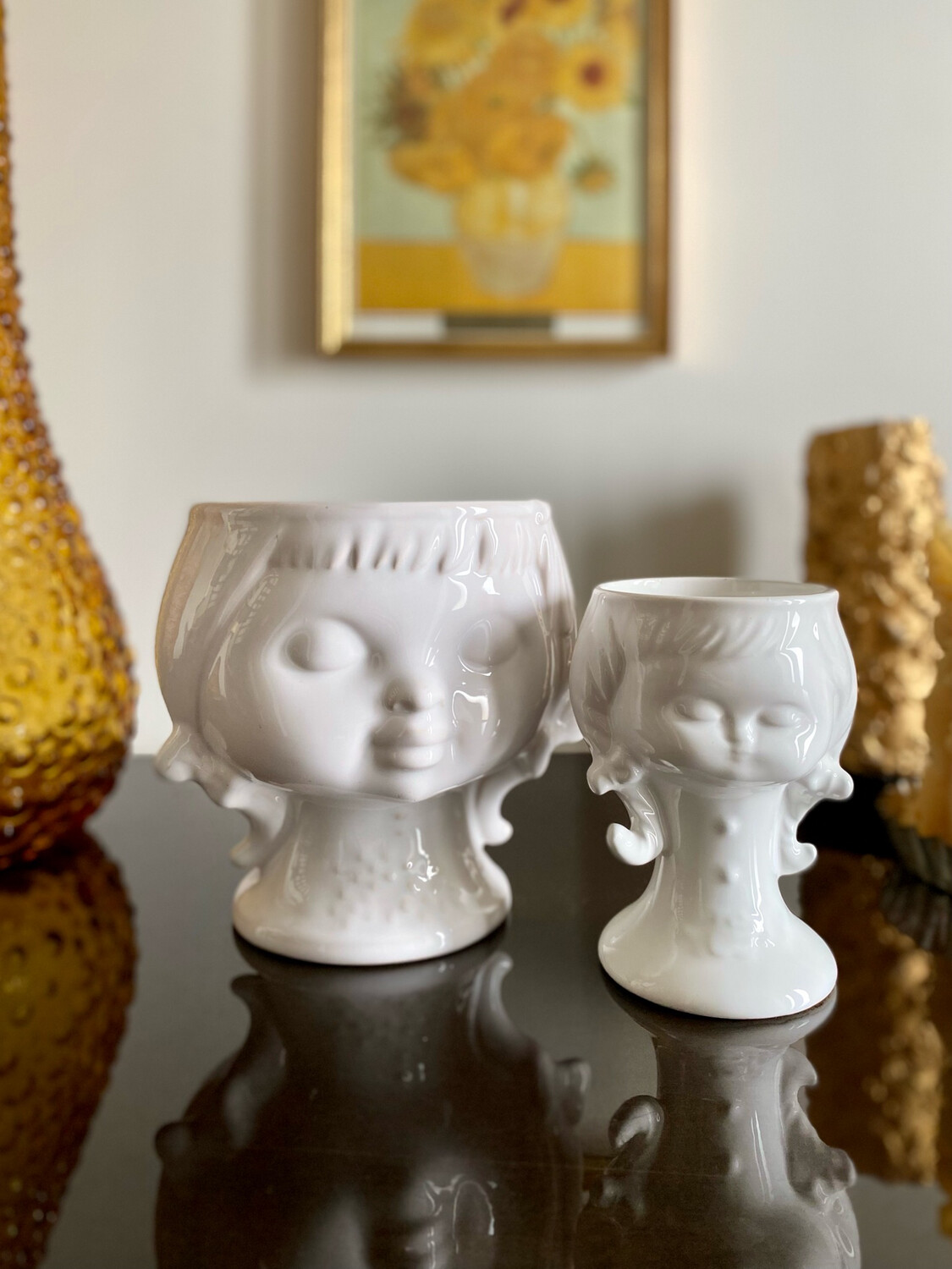 Paire de cache pots fillettes