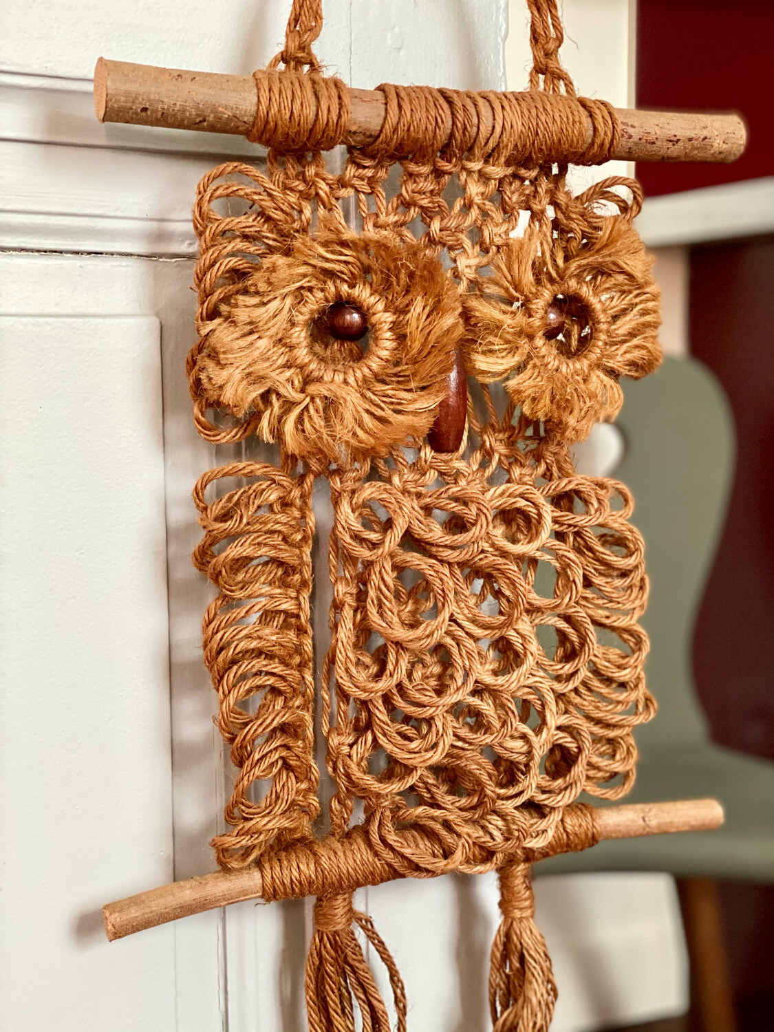 Suspension macramé Hibou - Les Petites Mailles de Mimi