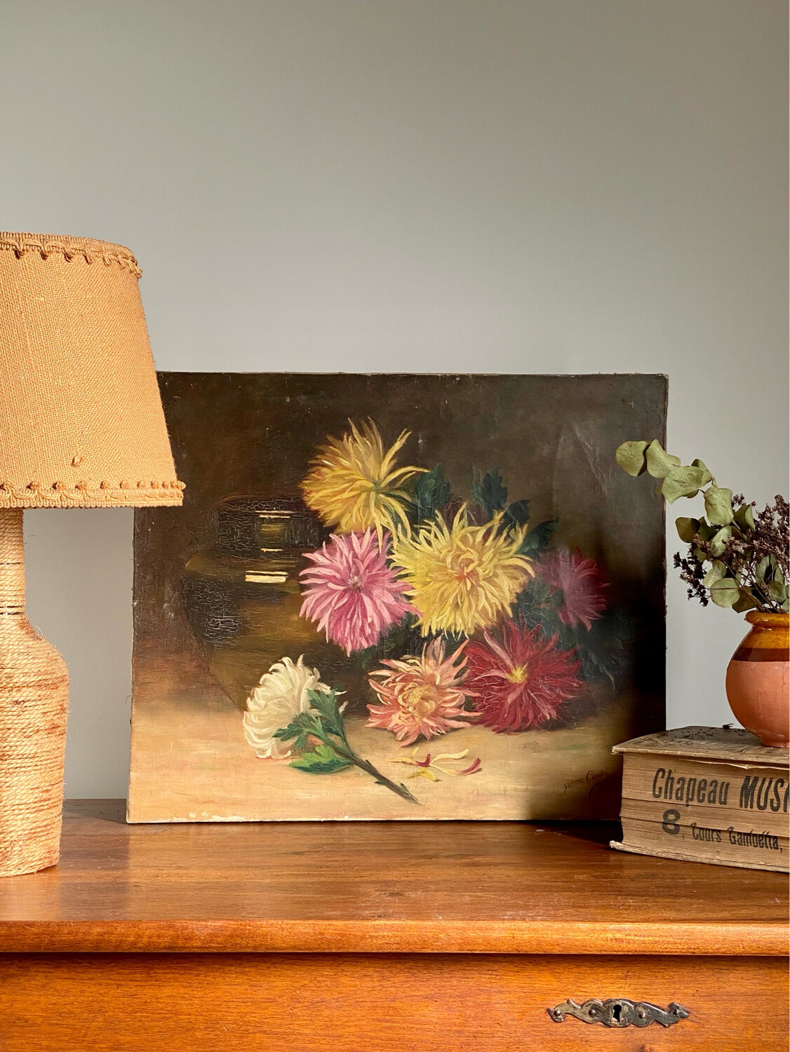 Huile sur toile - Dahlias