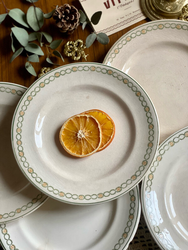 6 Assiettes à dessert Frise verte - Longwy