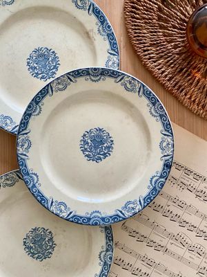 3 assiettes "Chrysanthèmes" - Terre de fer