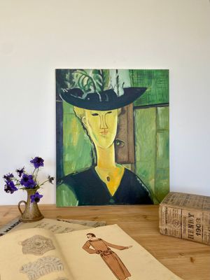 Huile sur toile - "Madame Pompadour" d'après Modigliani