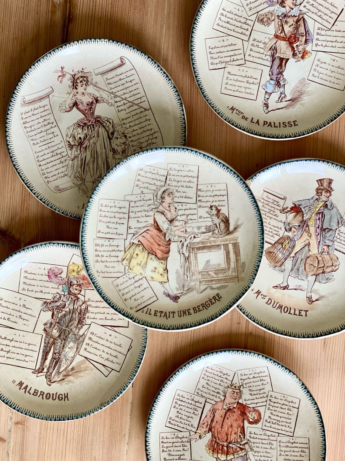 6 assiettes parlantes "Chansonnettes" - Choisy le Roi