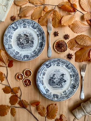 2 assiettes parlantes "La garde nationale" - Sarreguemines