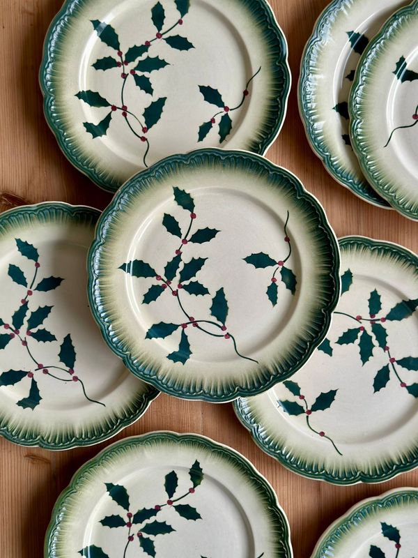 8 assiettes "Houx" - Badonviller