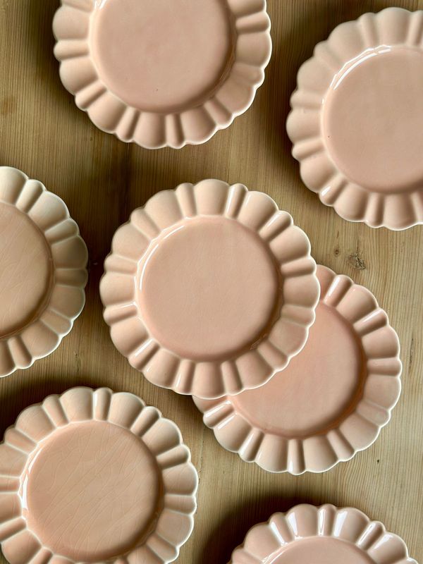 8 assiettes "Pétales" - Rose pâle