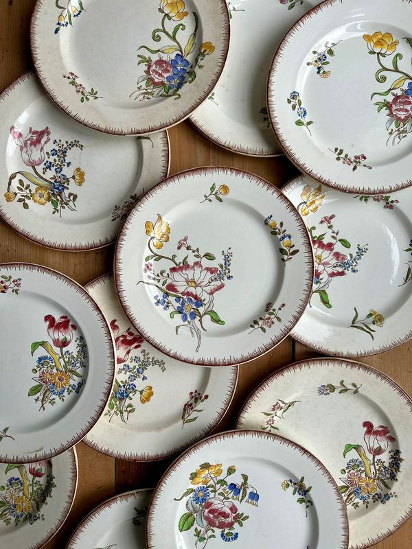 6 anciennes assiettes plates "Strasbourg" - Lot n°1