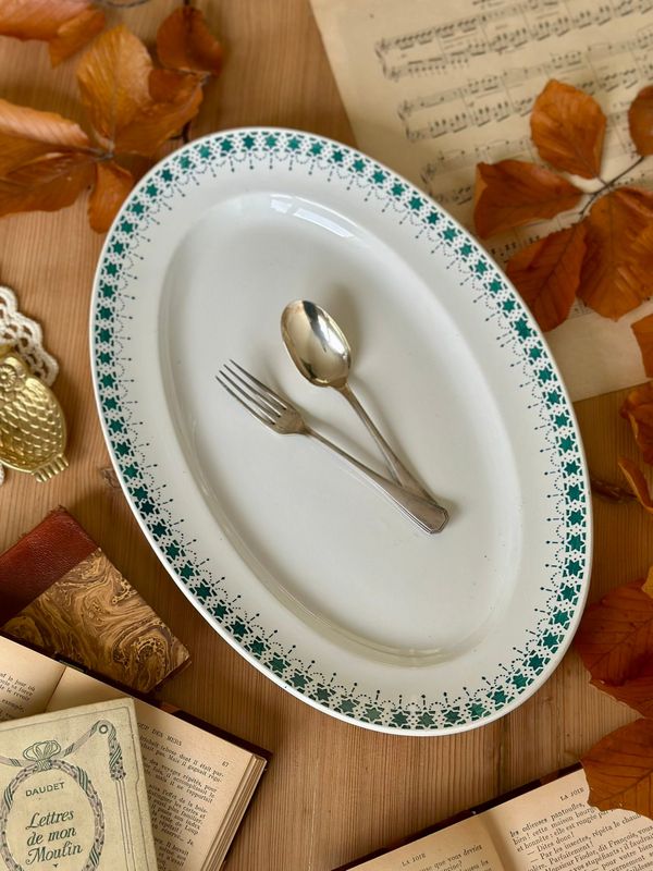 Grand plat ovale "Lisette" - Digoin Sarreguemines