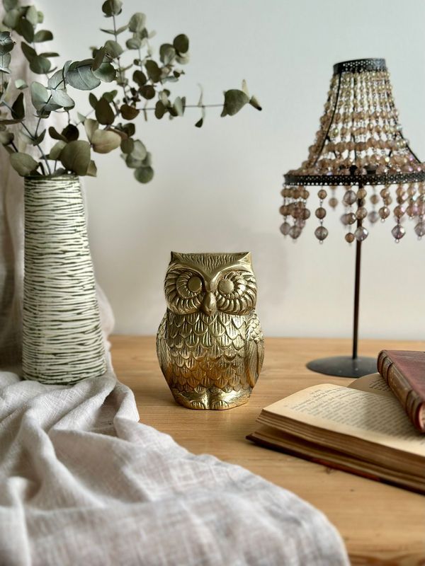 Statuette zoomorphe "Chouette" en laiton