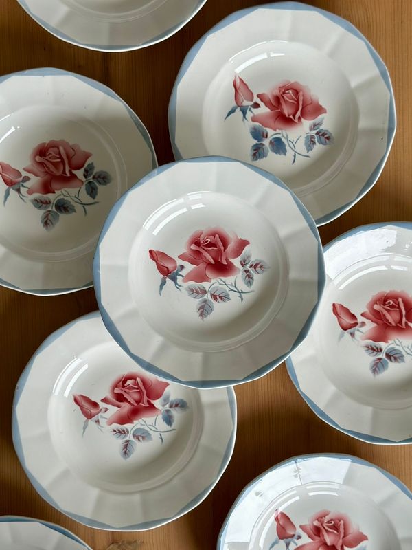 9 assiettes creuses "Rosita" - Digoin Sarreguemines