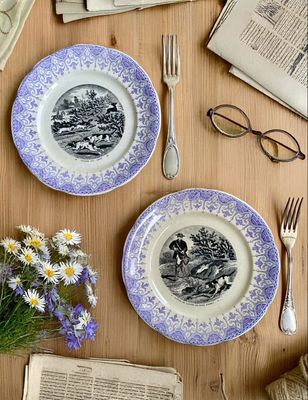 2 assiettes parlantes "La chasse" - Sarreguemines