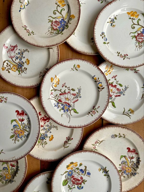 6 anciennes assiettes plates "Strasbourg" - Lot n°1