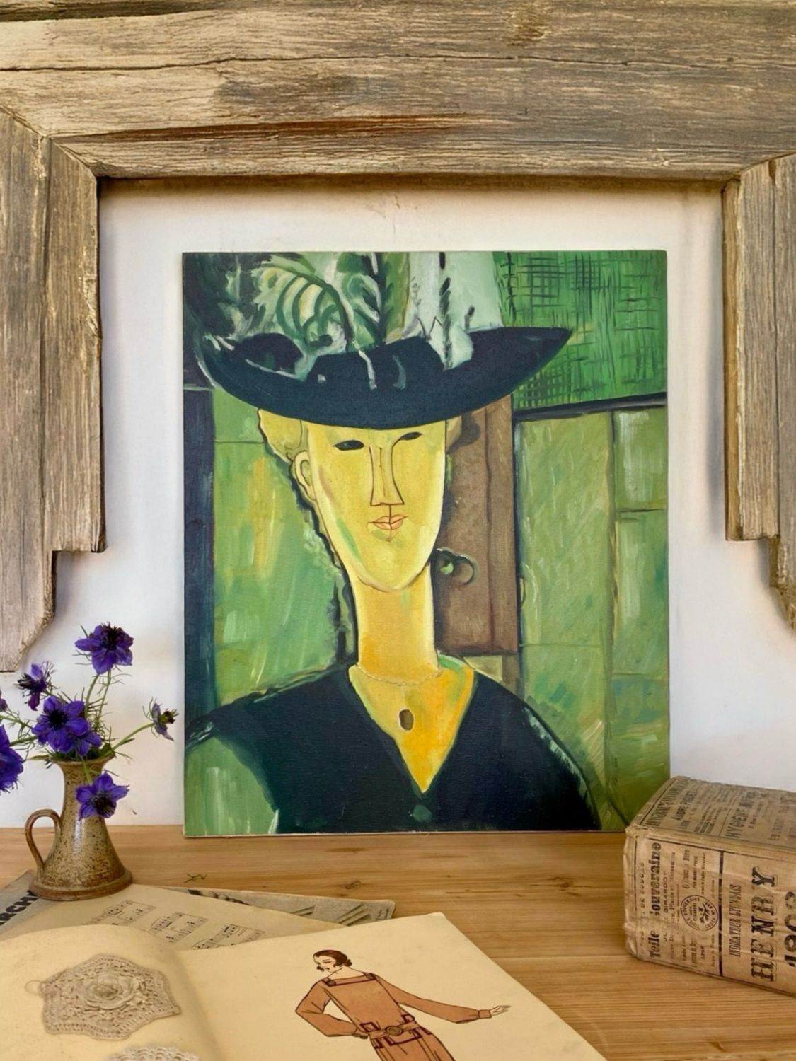 Huile sur toile - "Madame Pompadour" d'après Modigliani