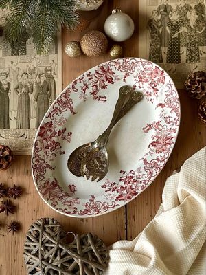 Plat ovale ancien "Campanules"