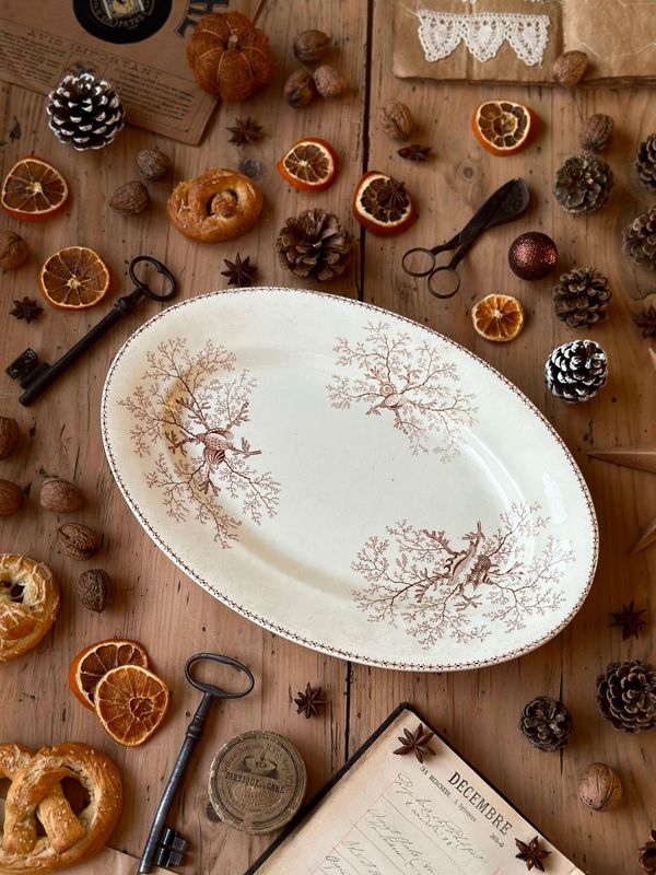 Plat ovale décor "Coquillages" - Terre de Fer