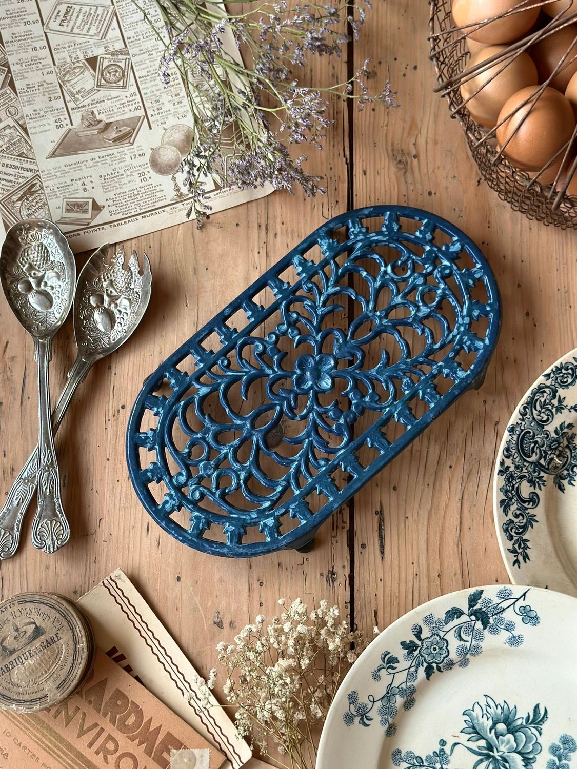 Dessous de plat en fonte - Bleu