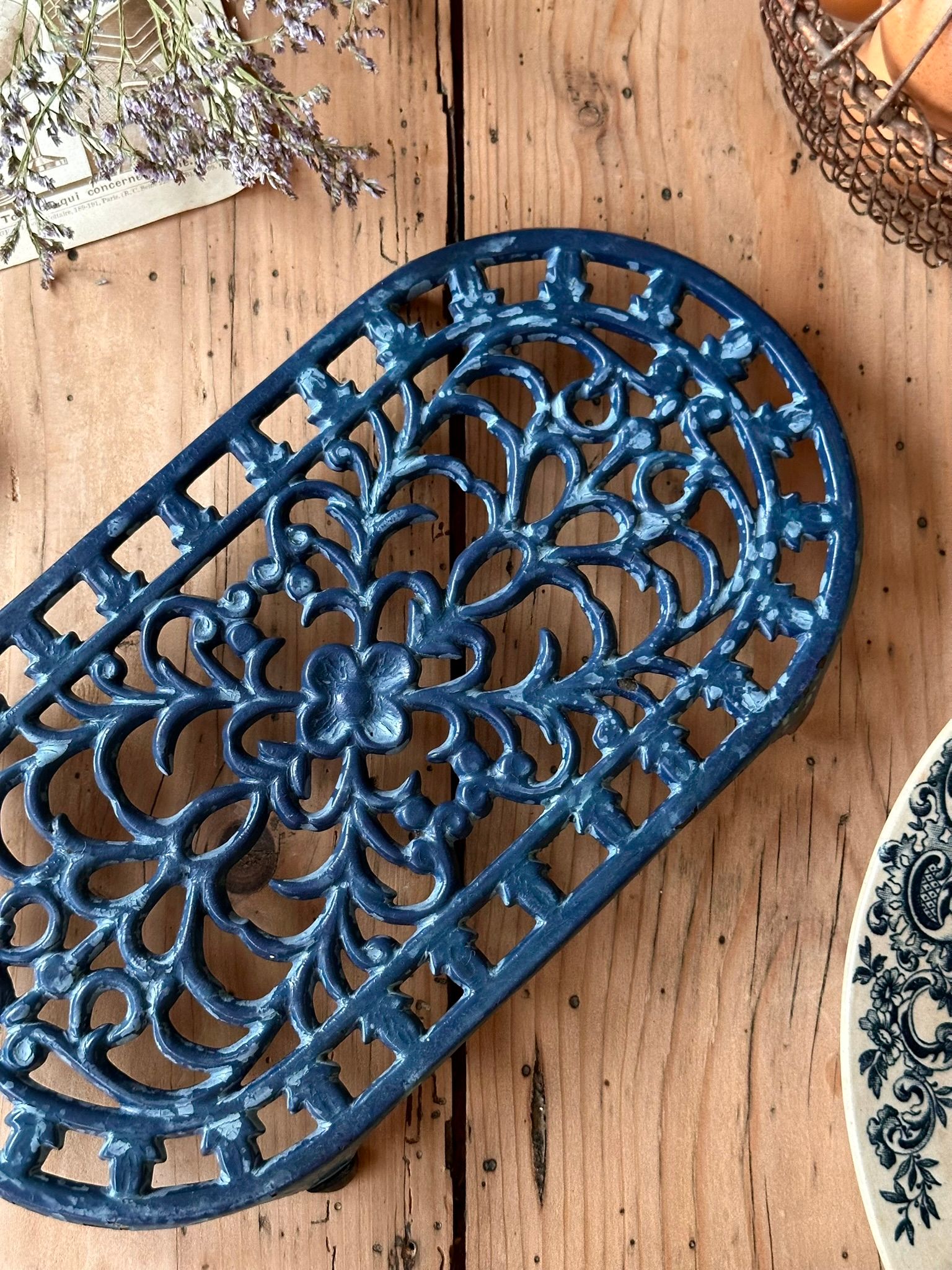 Dessous de plat en fonte - Bleu