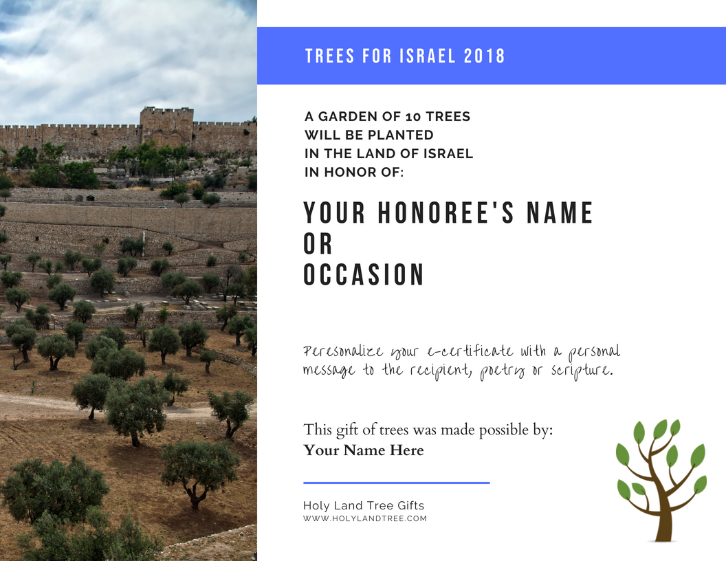 Plant a Tree in Israel with Custom ECertificate