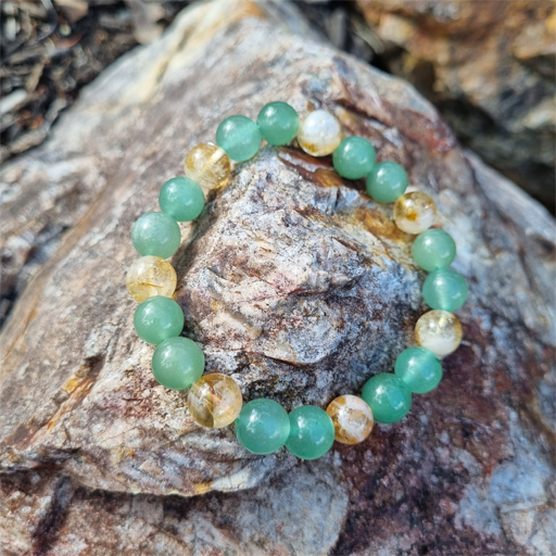 Handmade Abundance 8ml Gemstone Bracelet with Aventurine &amp; Citrine for Prosperity, and Healing | Natural Crystal Jewellery for Positive Energy