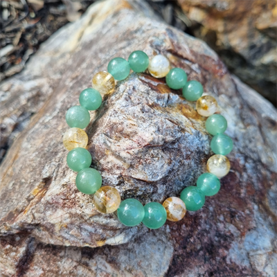 Handmade Abundance 8ml Gemstone Bracelet with Aventurine &amp; Citrine for Prosperity, and Healing | Natural Crystal Jewellery for Positive Energy