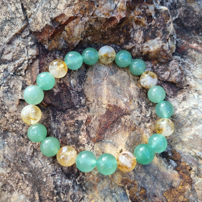 Handmade Abundance 10ml Gemstone Bracelet with Aventurine &amp; Citrine for Prosperity, and Healing | Natural Crystal Jewellery for Positive Energy