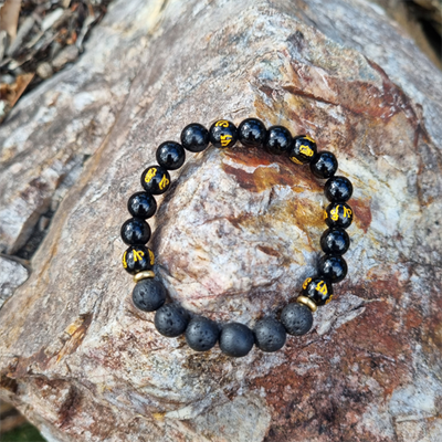 Handmade 8ml Luck Bracelet with Black Obsidian &amp; Black Obsidian Round Feng Shui Bead for Good Fortune, Protection, and Healing | Natural Crystal Jewelry for Energy Protection and Spiritual Growth