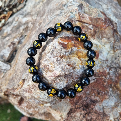 Handmade 8ml Luck Bracelet with Black Obsidian &amp; Black Obsidian Round Feng Shui Beads for Good Fortune, Protection, and Healing | Natural Crystal Jewelry for Energy Protection and Spiritual Growth