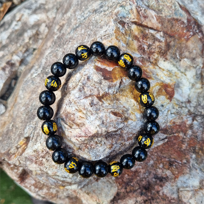 Handmade 10ml Luck Bracelet with Black Obsidian &amp; Black Obsidian Round Feng Shui Bead for Good Fortune, Protection, and Healing | Natural Crystal Jewelry for Energy Protection and Spiritual Growth