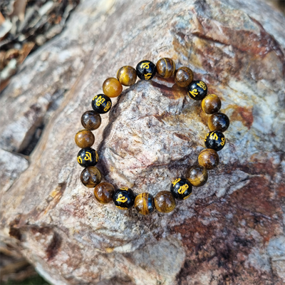 Handmade Tiger's Eye & Black Obsidian Round Feng Shui Bead 8ml Manifestation Bracelet for Good Fortune, Protection, and Healing | for Strength, Confidence, and Emotional Healing Handmade Tiger's Eye & Black Obsidian Round Feng Shui Bead 8ml Manifestation Bracelet for Good Fortune, Protection, and Healing | for Strength, Confidence, and Emotional Healing